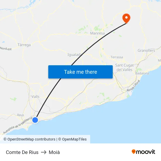 Comte De Rius to Moià map