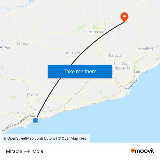Miracle to Moià map