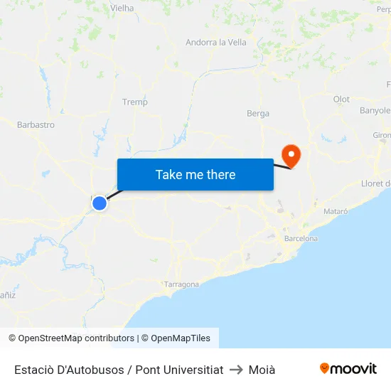 Estaciò D'Autobusos / Pont Universitiat to Moià map