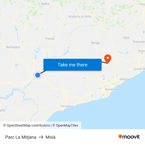 Parc La Mitjana to Moià map