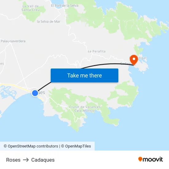 Roses to Cadaques map