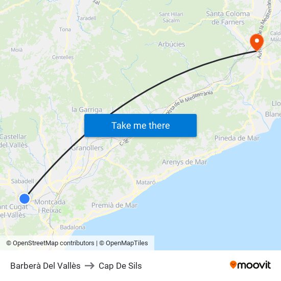 Barberà Del Vallès to Cap De Sils map