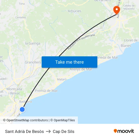 Sant Adrià De Besòs to Cap De Sils map