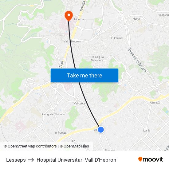 Lesseps to Hospital Universitari Vall D'Hebron map