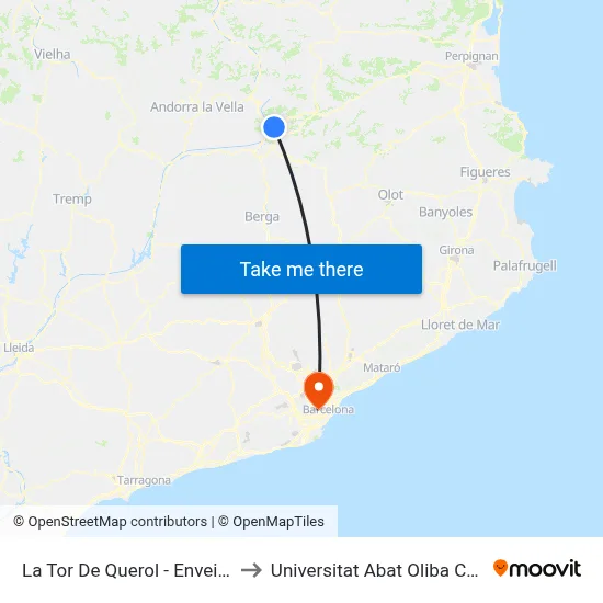 La Tor De Querol - Enveitg to Universitat Abat Oliba Ceu map