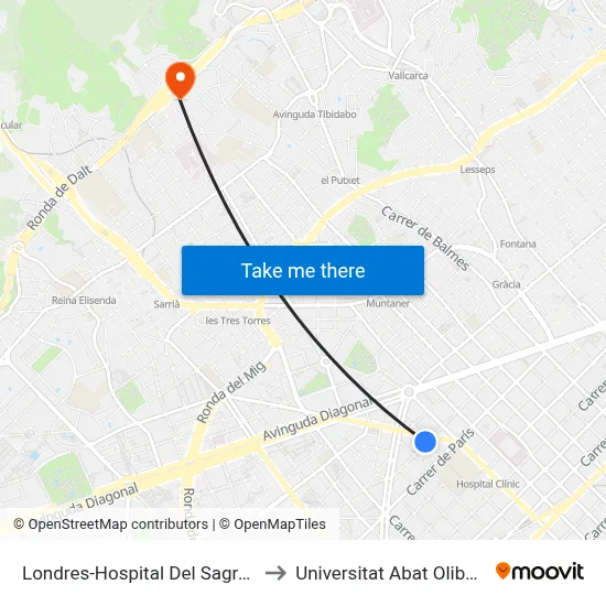 Londres-Hospital Del Sagrat Cor to Universitat Abat Oliba Ceu map