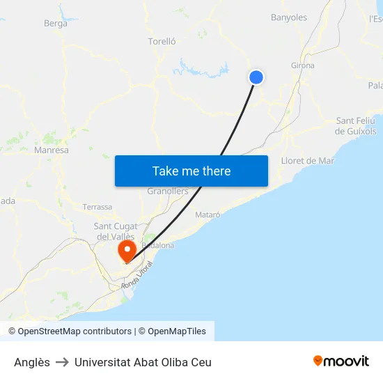 Anglès to Universitat Abat Oliba Ceu map