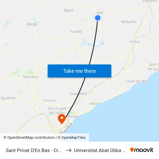 Sant Privat D'En Bas - Cruïlla to Universitat Abat Oliba Ceu map