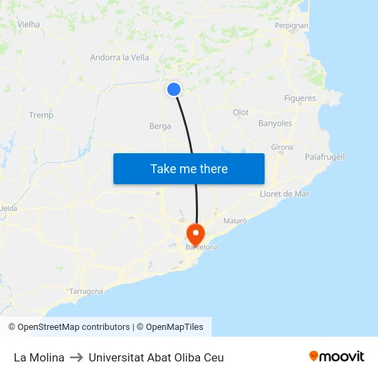 La Molina to Universitat Abat Oliba Ceu map