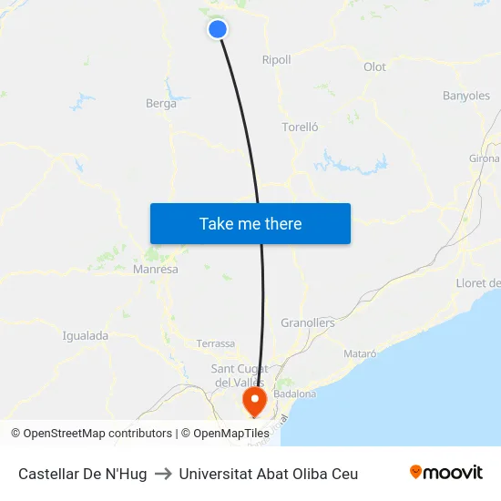 Castellar De N'Hug to Universitat Abat Oliba Ceu map