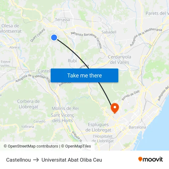 Castellnou to Universitat Abat Oliba Ceu map