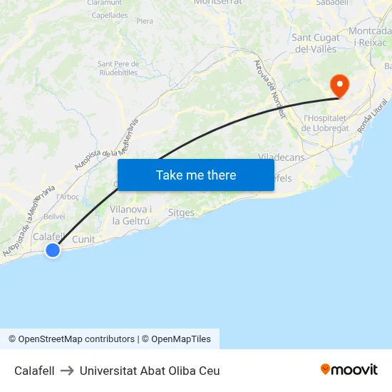 Calafell to Universitat Abat Oliba Ceu map