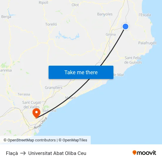 Flaçà to Universitat Abat Oliba Ceu map