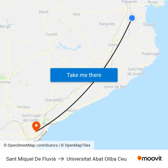 Sant Miquel De Fluvià to Universitat Abat Oliba Ceu map