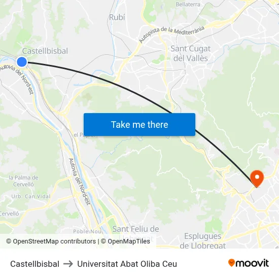 Castellbisbal to Universitat Abat Oliba Ceu map