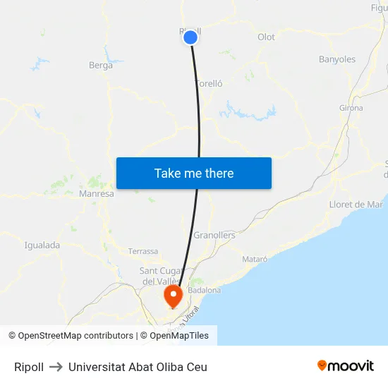 Ripoll to Universitat Abat Oliba Ceu map