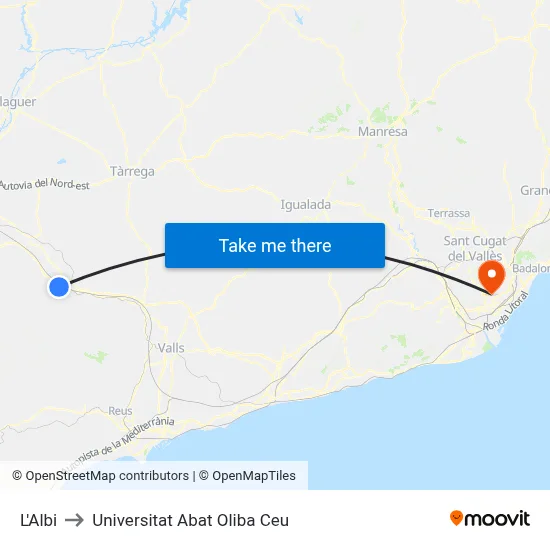 L'Albi to Universitat Abat Oliba Ceu map