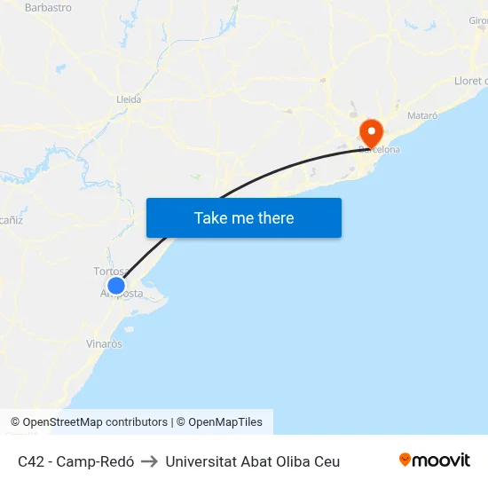 C42 - Camp-Redó to Universitat Abat Oliba Ceu map