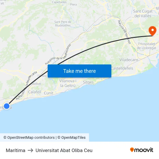 Marítima to Universitat Abat Oliba Ceu map