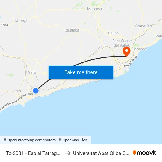 Tp-2031 - Esplai Tarragoní to Universitat Abat Oliba Ceu map