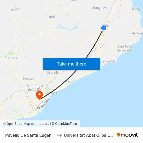Pavelló De Santa Eugènia to Universitat Abat Oliba Ceu map