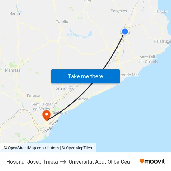 Hospital Josep Trueta to Universitat Abat Oliba Ceu map