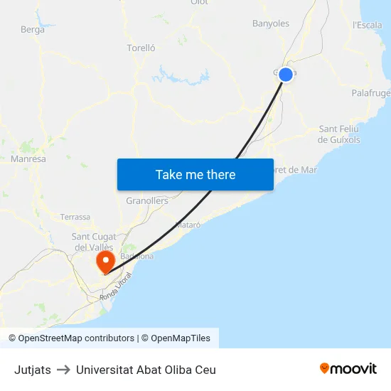 Jutjats to Universitat Abat Oliba Ceu map