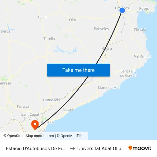 Estació D'Autobusos De Figueres to Universitat Abat Oliba Ceu map