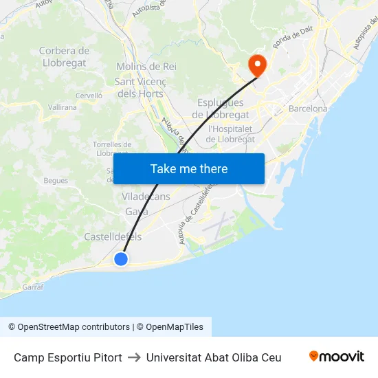 Camp Esportiu Pitort to Universitat Abat Oliba Ceu map