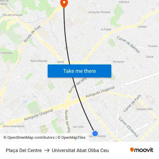 Plaça Del Centre to Universitat Abat Oliba Ceu map