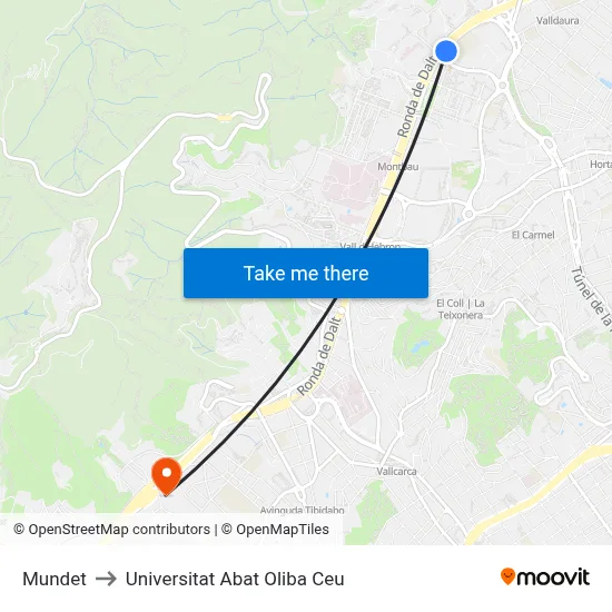 Mundet to Universitat Abat Oliba Ceu map