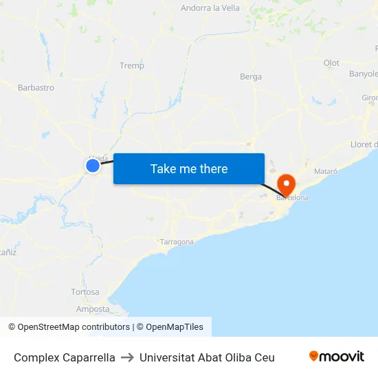 Complex Caparrella to Universitat Abat Oliba Ceu map