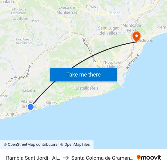 Rambla Sant Jordi - Aldi to Santa Coloma de Gramenet map