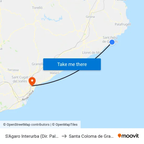 S'Agaro Interurba (Dir. Palamos) to Santa Coloma de Gramenet map