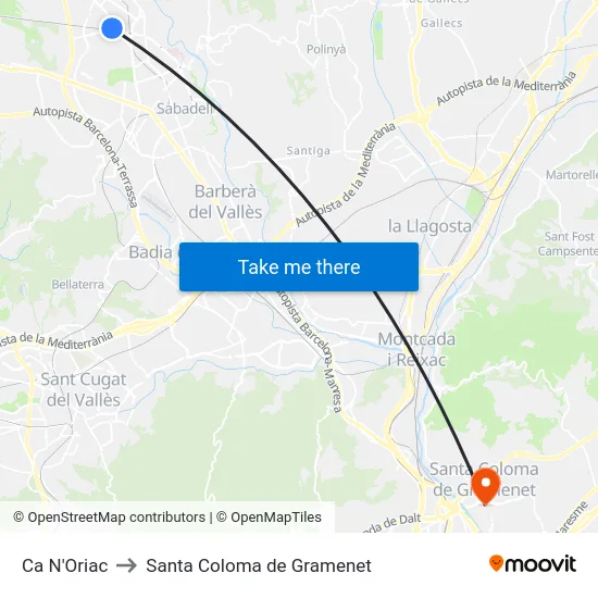 Ca N'Oriac to Santa Coloma de Gramenet map