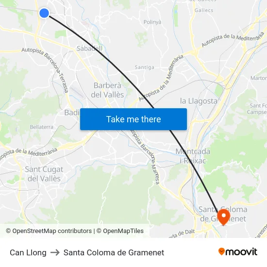 Can Llong to Santa Coloma de Gramenet map