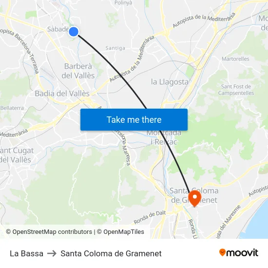 La Bassa to Santa Coloma de Gramenet map