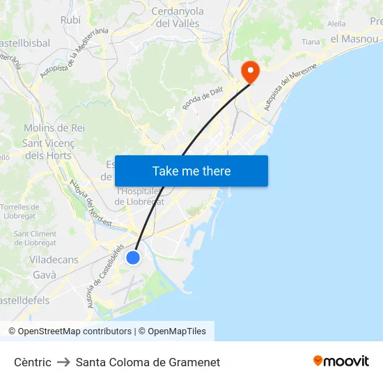 Cèntric to Santa Coloma de Gramenet map