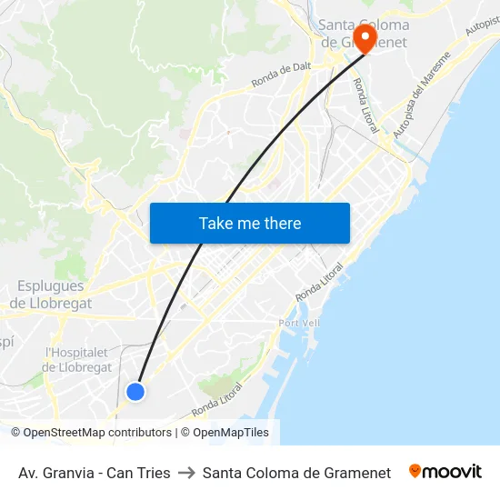 Av. Granvia - Can Tries to Santa Coloma de Gramenet map