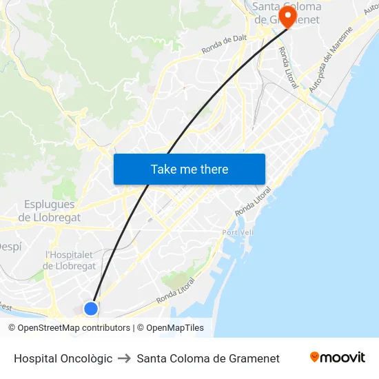 Hospital Oncològic to Santa Coloma de Gramenet map