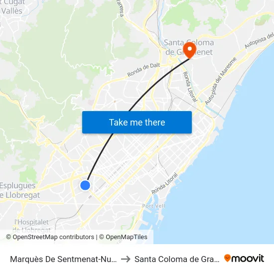 Marquès De Sentmenat-Numància to Santa Coloma de Gramenet map
