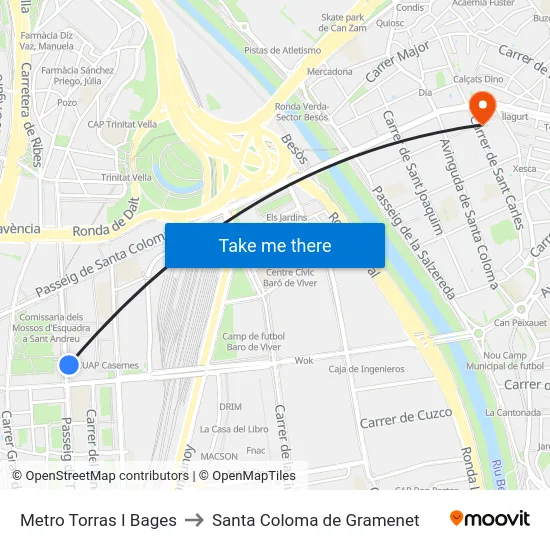 Metro Torras I Bages to Santa Coloma de Gramenet map