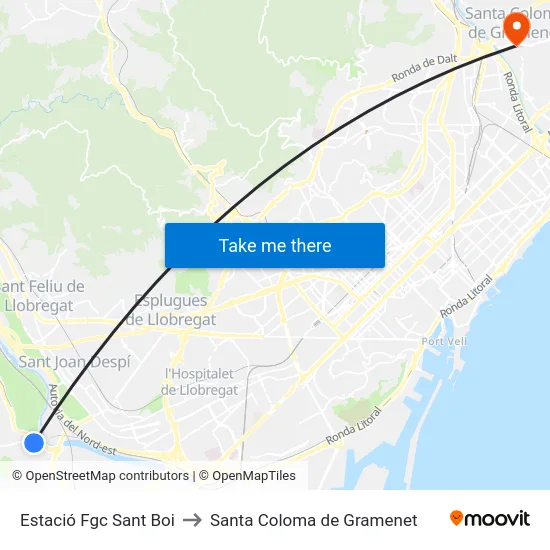 Estació Fgc Sant Boi to Santa Coloma de Gramenet map