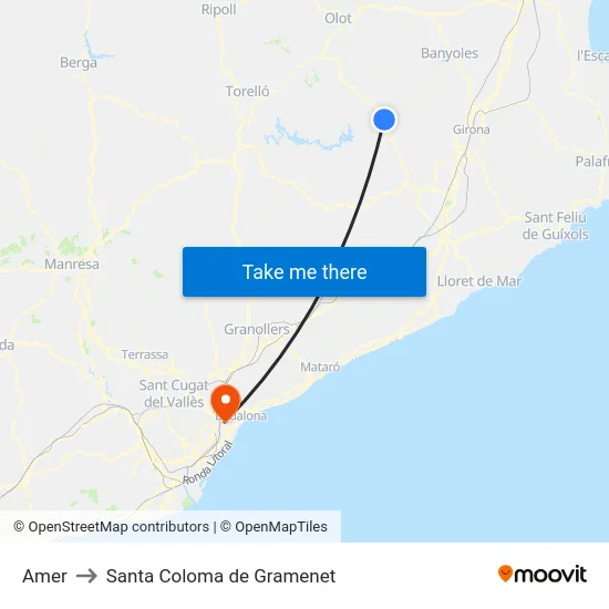 Amer to Santa Coloma de Gramenet map