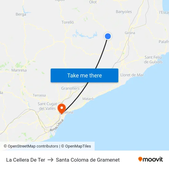 La Cellera De Ter to Santa Coloma de Gramenet map