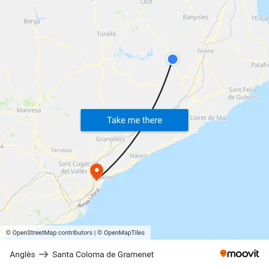 Anglès to Santa Coloma de Gramenet map