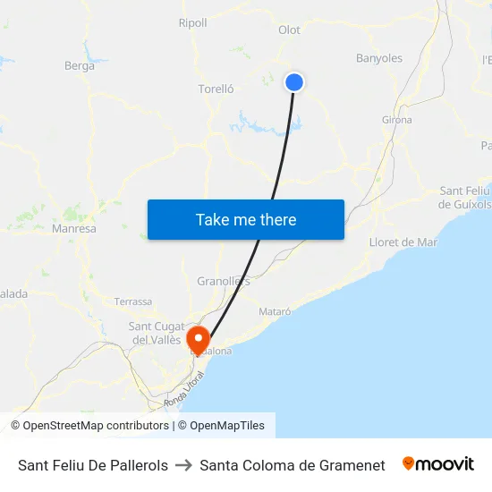 Sant Feliu De Pallerols to Santa Coloma de Gramenet map