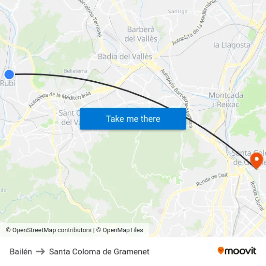 Bailén to Santa Coloma de Gramenet map