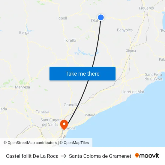 Castellfollit De La Roca to Santa Coloma de Gramenet map