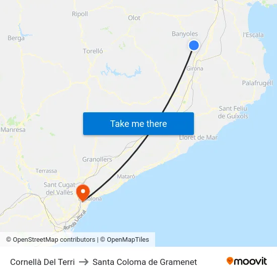 Cornellà Del Terri to Santa Coloma de Gramenet map